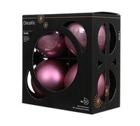 Kaemingk Bolas de Navidad de cristal, 10 cm, 4 unidades, mate y brillante, bolas grandes para árbol de Navidad, decoración para árbol de Navidad y decoración para árbol de Navidad, color rosa vintage