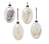 Kaemingk Bolas de Navidad de cristal, 13,5 cm x 1 unidad, con relleno de flores secas, bolas de Navidad transparentes, color beige natural