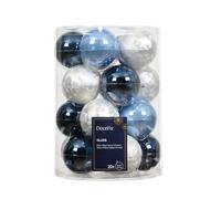 Kaemingk Bolas de Navidad de cristal, 6 cm x 20 unidades, mate y brillante, bolas para árbol de Navidad para árbol de Navidad, adornos para árbol de Navidad y adornos para árbol de Navidad, color azul