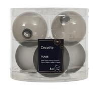 Kaemingk Bolas de Navidad de cristal, 6 cm x 6 unidades, mate y brillante, transparentes, bolas para árbol de Navidad, color gris