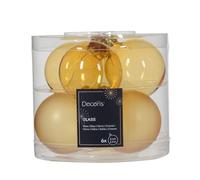Kaemingk Bolas de Navidad de cristal, 6 cm x 6 unidades, mate y brillante, transparentes, bolas para árbol de Navidad, adornos para árbol de Navidad, color dorado claro