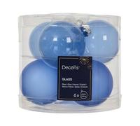 Kaemingk Bolas de Navidad de cristal, 6 cm x 6 unidades, mate y brillante, transparentes, para árbol de Navidad, color azul cielo