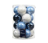 Kaemingk Bolas de Navidad de cristal, 8 cm, 16 unidades, mate y brillante, bolas grandes para árbol de Navidad, decoración para árbol de Navidad y decoración para árbol de Navidad, mezcla azul y