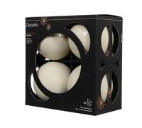 Kaemingk Bolas de Navidad de cristal de 10 cm, 4 unidades, mate y brillante, bolas grandes para árbol de Navidad, color blanco