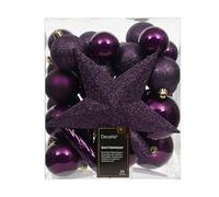 Kaemingk Bolas de Navidad de plástico con estrella para árbol de Navidad, juego de 33 unidades, irrompibles, bolas de Navidad y punta para árbol de Navidad