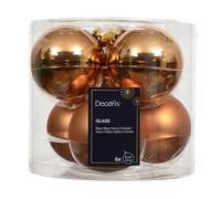 Kaemingk Bolas de Navidad de vidrio 8 cm 6 unidades - mate y brillante - Grandes bolas de Navidad para el árbol de Navidad - Adornos para árbol de Navidad y decoración para árbol de Navidad - Brandy