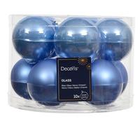 Kaemingk - Bolas de Navidad de vidrio de 6 cm x 10 piezas - mate y brillante - Bolas para árbol de Navidad para Navidad - Adornos para árbol de Navidad y decoración para árbol de Navidad - Azul cielo
