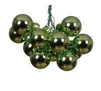 Kaemingk Bolas de Navidad en cristal de alambre, 2 cm x 12 unidades de bayas espejadas brillantes - pequeñas bolas decorativas - Decoración para árbol de Navidad y decoración de Navidad - té verde