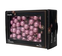 Kaemingk Bolas de Navidad en cristal de alambre, 2 cm x 144 unidades, bayas de espejo, pequeñas bolas decorativas, decoración para árbol de Navidad y decoración navideña, rosa vintage brillante