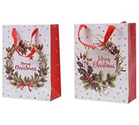Kaemingk - Bolsa de papel navideño con guirnalda de Navidad (12 x 30 x 42 cm)