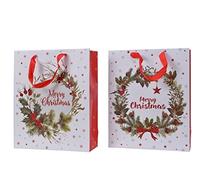 Kaemingk Bolsa de papel navideño con guirnalda Merry Christmas 10 x 26 x 32 cm, 1 unidad