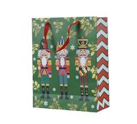 Kaemingk Bolsa de regalo de Navidad 18 x 8 x 24 cm con asa, 1 unidad, bolsas de regalo reutilizables para regalos con diseño de Navidad, bolsas de Navidad, color verde