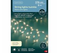 Kaemingk Cadena luminosa extra densa 378 microLED blanco cálido con juegos de luz, hilo plateado
