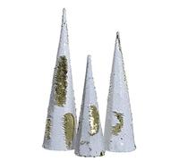 Kaemingk Juego de 3 Conos navideños con Lentejuelas Reversibles Blanco/Oro Navidad, Multicolor, 8719152366637