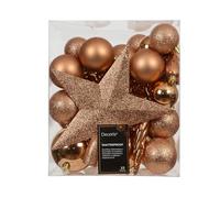 Kaemingk Juego de 33 bolas de Navidad de plástico con estrella para árbol de Navidad, irrompibles, bolas de Navidad y punta para árbol de Navidad