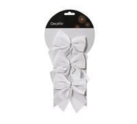 Kaemingk Lazos de 10 cm, juego de 3 unidades, lazos decorativos de Navidad, lazos para decorar y manualidades, decoración festiva para Navidad, boda, cumpleaños, aniversario, color blanco