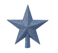 Kaemingk Punta de plástico para árbol de Navidad, 19 cm, estrella con purpurina, adorno para árbol de Navidad y decoración para árbol de Navidad, color azul cielo