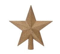 Kaemingk Punta de plástico para árbol de Navidad, 19 cm, estrella con purpurina, decoración para árbol de Navidad, color marrón