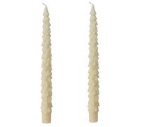 Kaemingk Velas puntiagudas de aprox. 25 cm, juego de 2 unidades con cera brillante, árbol de Navidad, color blanco marfil, blanco crema