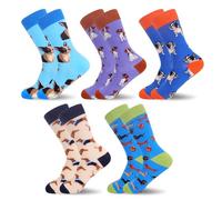 Kaempe 5 Pares De Calcetines Divertidos, Tallas 37-44, Calcetines Coloridos Con Patrones, Bonitos Regalos Para Amigos y Familiares (Perro salchicha)