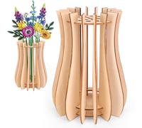 Kaempe Jarrón de madera compatible con ramo de flores Lego, jarrón de rompecabezas de madera 3D para Lego Botanicals, narcisos, girasoles, rosas, flor de cerezo, tulipanes, loto (estilo 3)