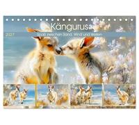 Kängurus. Spaß zwischen Sand, Wind und Wellen (Tischkalender 2027 DIN A5 quer), CALVENDO Monatskalender: Malerische Illustrationen australischer Kängurus in der Küstenlandschaft