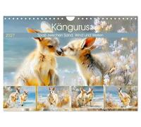 Kängurus. Spaß zwischen Sand, Wind und Wellen (Wandkalender 2027 DIN A4 quer), CALVENDO Monatskalender: Malerische Illustrationen australischer Kängurus in der Küstenlandschaft