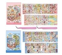 kaensc 40 juegos de pegatinas para casa 3D DIY con pinzas, 2 libros de pegatinas para manualidades, libro para crear tu propia caricatura en miniatura para adultos para aliviar el estrés y pasar