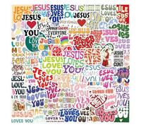 kaensc Jesus Loves You Pegatinas 100 Unidades para Ordenador Portátil Niños Coches Motocicleta Bicicleta Monopatín Equipaje Computadora Coche Álbum de recortes Biblia Pegatinas impermeables para Niños