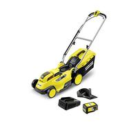Kärcher Juego de baterías LMO 18-36 de 18 V, batería de 18 V y cargador rápido, rendimiento: 350 m², ancho de corte: 36 cm, altura de corte ajustable: 30-70 mm, enchufe de mantillo, caja de recogedor de 45 litros