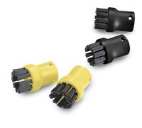 Kärcher Kit de cepillos redondos, contiene dos cepillos negros y dos amarillos, perfecto para usarlos en distintos lugares, apta para limpiadoras a vapor de Kärcher