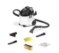 Kärcher Lava-Aspirador SE 5 Car a, Blanco, 1000W, 4L depósito, cable conexion 6m, incluye boquilla ranuras, tapicerías. filtro, bolsa filtro, detergente tapizados, manguera pulverización y aspiración