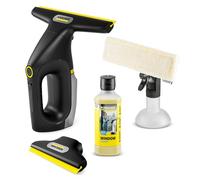 KÄRCHER limpiadora de cristales con batería WV 3 Comfort Precision+ Black, autonomía: 35 min, depósito XXL: 200 ml, 2 boquillas, botella pulverizadora, gancho para ducha, limpiacristales (500 ml)