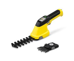 Kärcher Tijera de poda GSH 2 Plus, cortador de césped: 8 cm, cortador de arbustos: 11 cm, aprox. 50 min o 400-500 m por carga, cambio de cuchillas sin herramientas, interruptor de seguridad, cargador