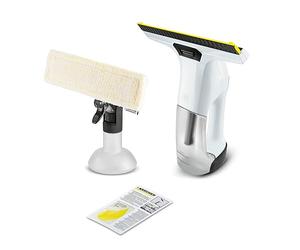 Kärcher Window Vac WV 6 Plus, batería extra larga duración de 100 min, indicador LED de batería, boquilla de succión: 280 mm, botella de spray con paño de microfibra, limpiador de ventanas concentrado