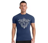 Kaerm Camiseta deportiva para hombre, transpirable, de cuello alto, manga corta, básica, de secado rápido, Z azul., S