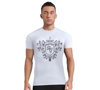 Kaerm Camiseta deportiva para hombre, transpirable, de cuello alto, manga corta, básica, de secado rápido, Z blanco., S