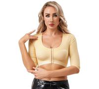 Kaerm Corsage Top Mujer Abdomen Media Manga Corsé Camiseta Cuello Redondo Shaper Tank Top Abdomen Camino, Cuello., 3XL