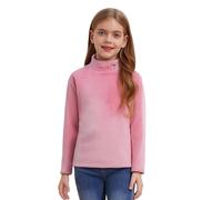 Kaerm Jersey de forro polar para niños y niñas, manga larga, elástica, térmica, diseño de oso de dibujos animados, cuello alto, camiseta interior cálida, Rosa., 122-128