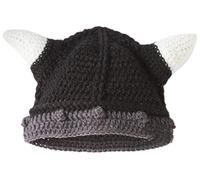 Kafeimali Gorro unisex de punto de caballero bárbaro, cuernos vikingos, gorro divertido, Negro, talla única
