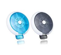 Kafeiya 2 pastilleros alemanes pequeños para 7 días, redondos, dispensador de pastillas, pequeño dispensador de pastillas, color negro y azul