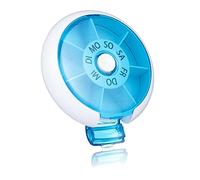 Kafeiya Pastillero,Pastillero portátil de 7 días,Pastillero giratorio para almacenamiento de medicamentos y vitaminas,Azul