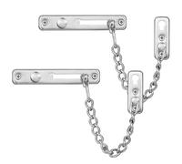 KAFENDA Cerradura de cadena de seguridad resistente para puerta interior, cerradura de puerta de hotel de acero inoxidable con botón de resorte, cerraduras de puerta para niños, níquel cepillado