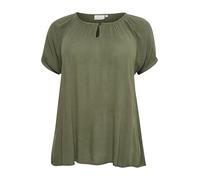 KAFFE CURVE Blusa de manga corta KCami Blusa Tallas Grandes Mujer Manga Corta Cuello Redondo Camiseta Plus Size, marrón, 50 Grande