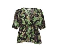 Kaffe Curve Blusa de Manga Larga para Mujer, Verde y Negro y Morado, 52 Grande