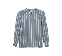Kaffe Curve Camiseta de Manga Larga para Mujer, diseño de Rayas en V Blusas, Blue Mirage/Chalk Stripe, 54 ES/Talla Grande