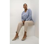 Kaffe Curve Plus-Blusa Larga para Mujer, Ultramarina/White Flower, 48 Grande