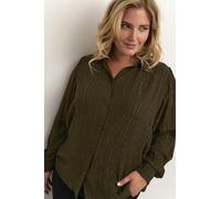 Kaffe Curve Plus-Camiseta metálica con Rayas largas y Botones para Mujer Camisa, Forest Night, 50 ES/Talla Grande