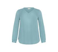 Kaffe Curve Plus-Size Women's Blouse Long Sleeves V-Neck Regular Fit Rounded Hem Blusas, Azul Verdoso, 44 Grande Taille para Mujer