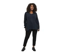 Kaffe Curve Plus-Size Women's Blouse Long Sleeves V-Neck Regular Fit Rounded Hem Blusas, Midnight Marine, 56 Grande para Mujer